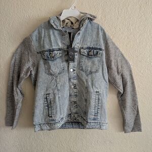 Original Use Light Blue Denim Jacket with Gray Hood